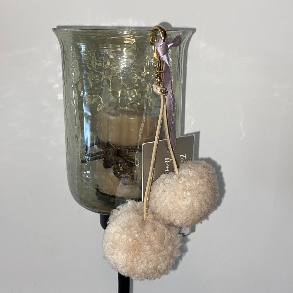 Faux fur leather keychain or bag charm